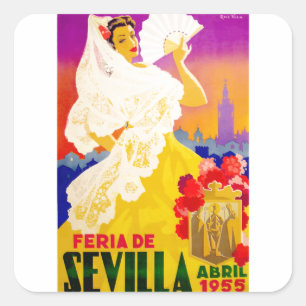 Adesivo Quadrado Poster 1955 justo de Sevilha abril da espanha