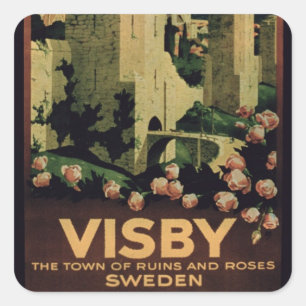 Adesivo Quadrado Poster anunciando a cidade de Visby, Suecia (colo