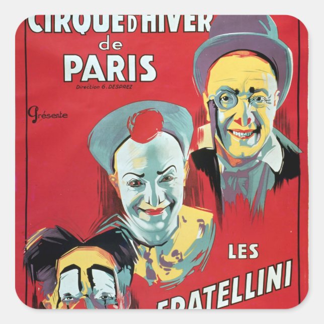 Adesivo Quadrado Poster anunciando o "Cirque d'Hiver de Paris" (Frente)