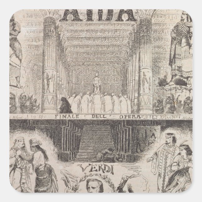 Adesivo Quadrado Poster anunciando um desempenho (Frente)