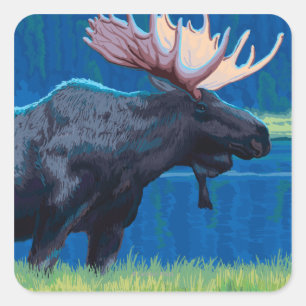 Adesivo Quadrado Poster das viagens vintage de MontanaMoose