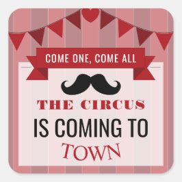 Adesivo Quadrado Poster de circo clássico Festa de aniversário infa