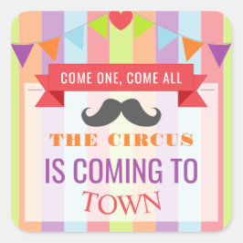 Adesivo Quadrado Poster de Circo Vintage Festa de aniversário infan