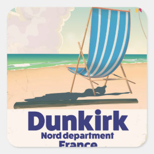 Adesivo Quadrado Poster de viagens da praia de Dunkirk