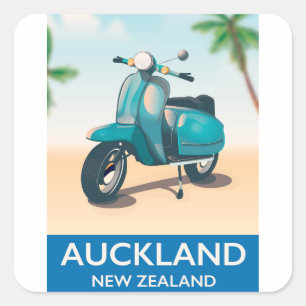 Adesivo Quadrado Poster de viagens de Auckland Nova Zelândia