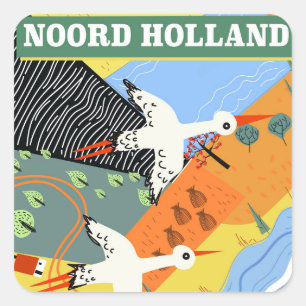 Adesivo Quadrado Poster de viagens de estilo de vintage do Noord Ho
