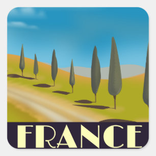 Adesivo Quadrado poster de viagens de estilo vintage da França