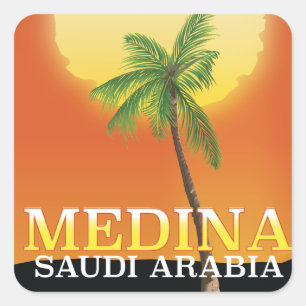 Adesivo Quadrado Poster de viagens de Medina Arábia Saudita