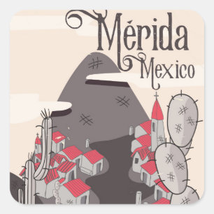 Adesivo Quadrado Poster de viagens de Mérida México