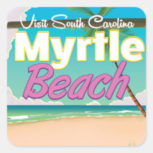 Adesivo Quadrado Poster de viagens de Myrtle Beach South Carolina