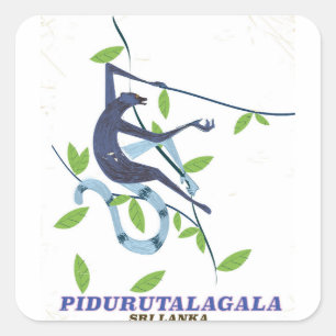 Adesivo Quadrado Poster de viagens de Pidurutalagala no Sri Lanka.