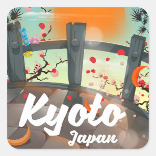 Adesivo Quadrado Poster de viagens de Quioto do Japão