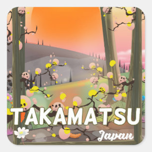 Adesivo Quadrado Poster de viagens de Takamatsu japão