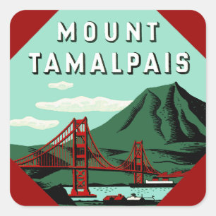 Adesivo Quadrado Poster de viagens de Tamalpais da montagem