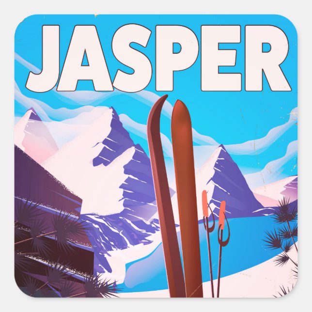 Adesivo Quadrado Poster de viagens Jasper Alberta Canada (Frente)