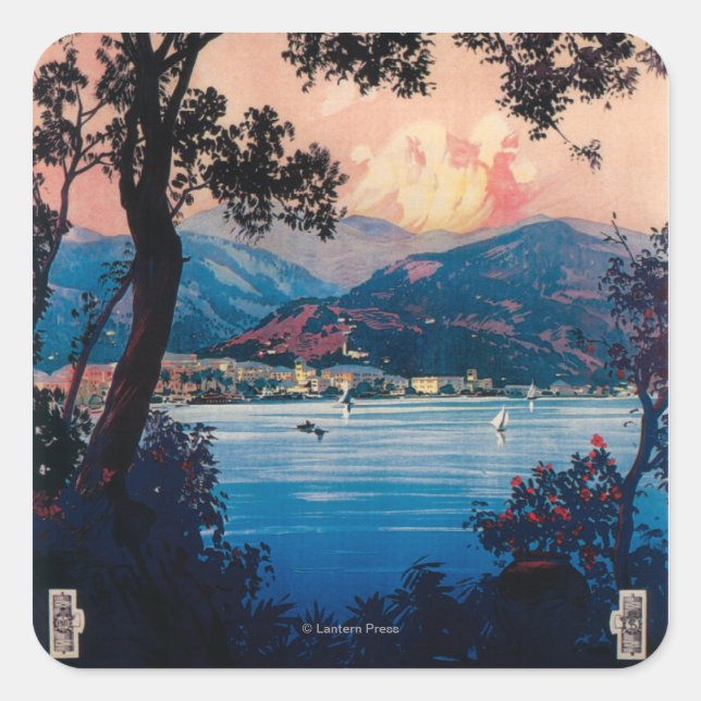 Adesivo Quadrado Poster de viagens Riviera Italiano (Frente)