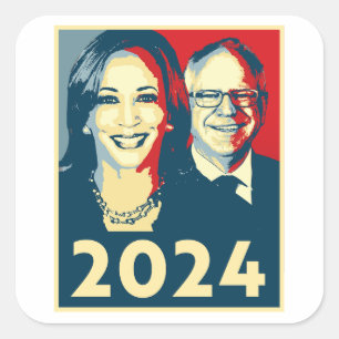 Adesivo Quadrado Poster Harris Walz 2024