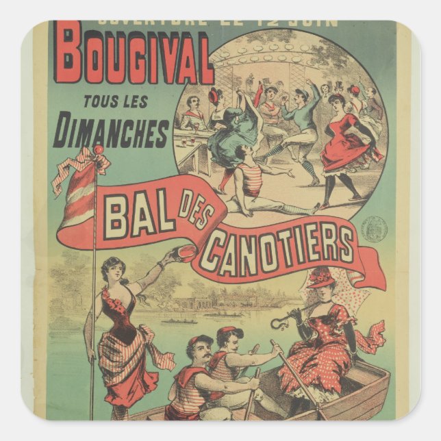 Adesivo Quadrado Poster publicitando "Le Bal des Canotiers" (Frente)