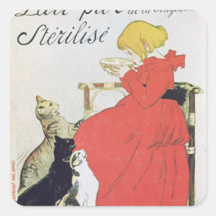 Adesivo Quadrado Poster publicitando leite puro esterilizado