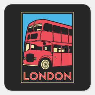 Adesivo Quadrado poster retro do art deco de Londres westminster