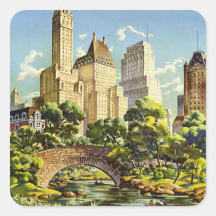 Adesivo Quadrado Poster vintage Central Park Nova Iorque