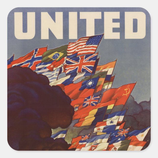 Adesivo Quadrado Poster vintage WWII (Frente)