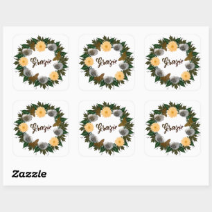 Adesivo Quadrado Posto Elegante do Ensaio de recepções de casamento