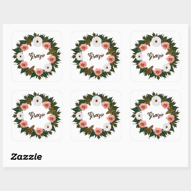 Adesivo Quadrado Posto Elegante do Ensaio de recepções de casamento (Folha)