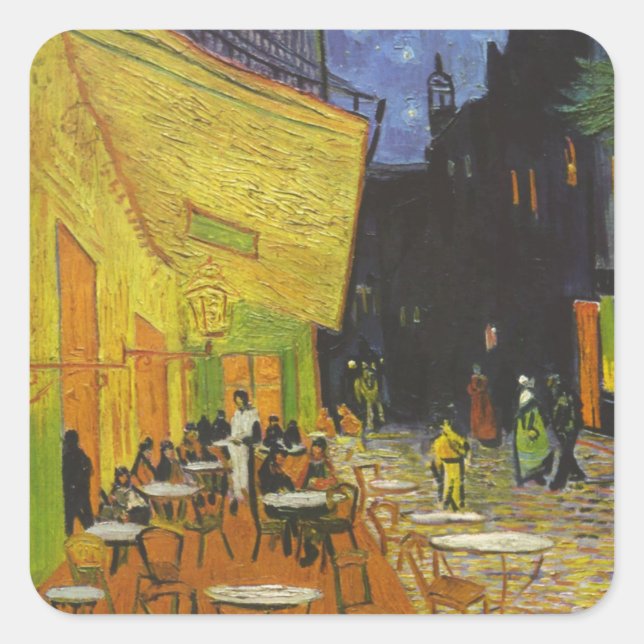Adesivo Quadrado Posto Impressionista Van Gogh Cafe Terrace (Frente)