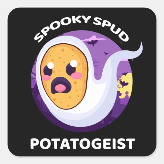 Adesivo Quadrado Potatogista Spooky Spud Potato - Halloween Cute (Frente)