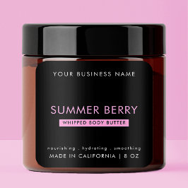 Adesivo Quadrado Pote de Produto de Cuidados com a Pele Preto e Ros