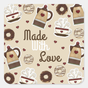 Adesivo Quadrado Pote e copo do café