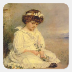 Adesivo Quadrado Pouco Speedwell azul querido de John Millais-