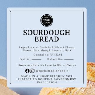 Adesivo Quadrado Powder Blue Sourdough Ingredient Cottage Sticker
