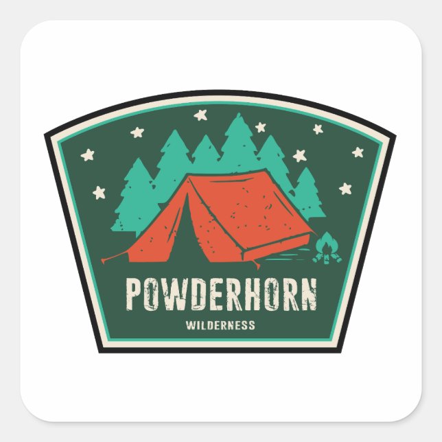 Adesivo Quadrado Powderhorn Wilderness Colorado Camping (Frente)