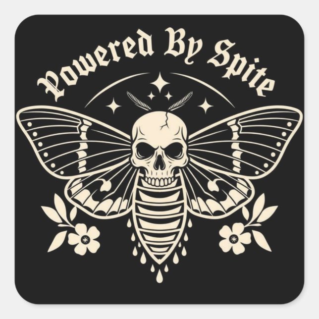 Adesivo Quadrado "Powered By Spite" Sticker (Frente)