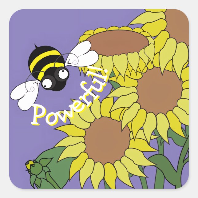 Adesivo Quadrado Powerful Bee Sticker (Frente)