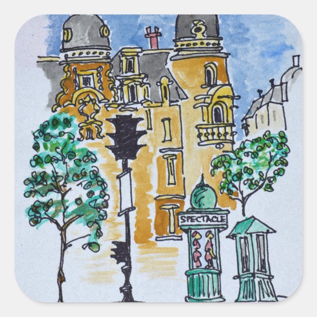 Adesivo Quadrado Praça Alphonse Deville | Paris, França (Frente)