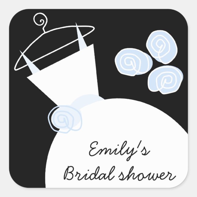 Adesivo Quadrado Praça Chá de panela Azul de Casamento (Frente)