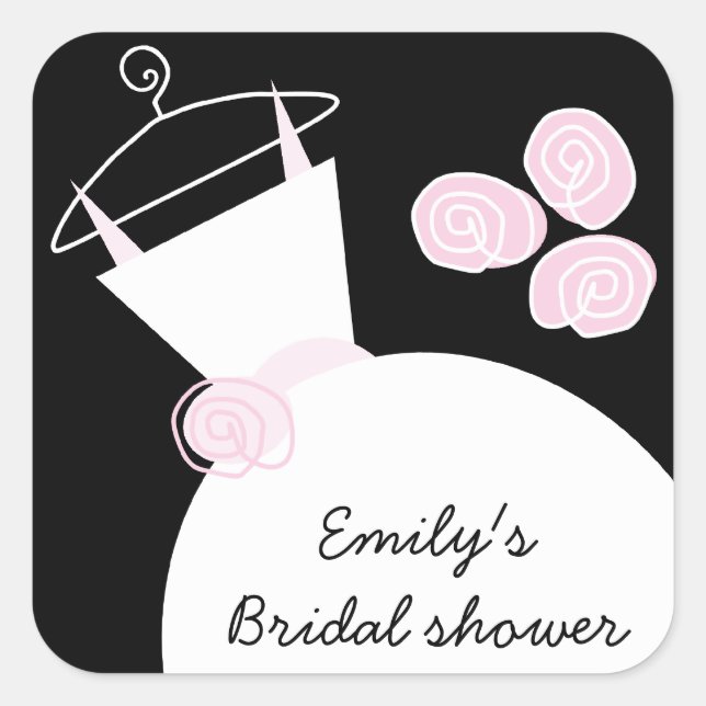 Adesivo Quadrado Praça 'Chá de panela' Rosa de Casamento (Frente)