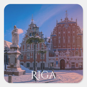 Adesivo Quadrado Praça da Prefeitura de Riga na Praça de Inverno