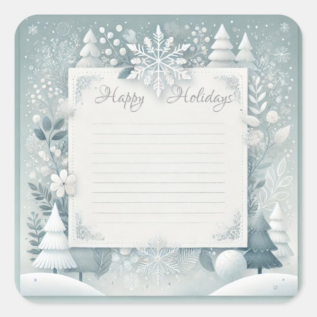 Adesivo Quadrado Praça de Férias de Neve (Frente)