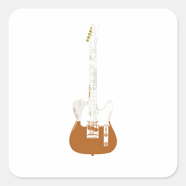 Adesivo Quadrado Praça de Violão Elétrico e Acústico (Frente)