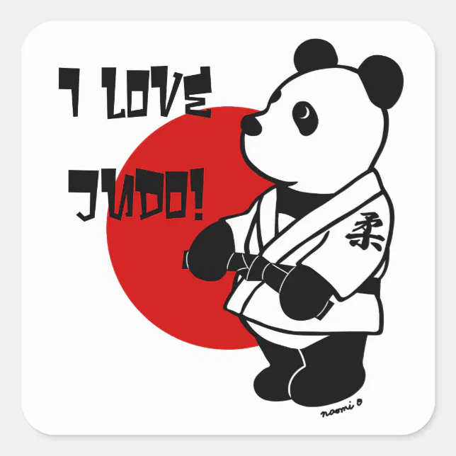 Adesivo Quadrado Praça do desenho animado personalizado Judo Panda