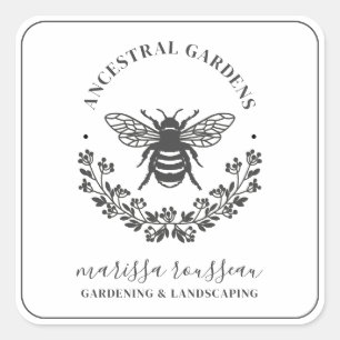 Adesivo Quadrado Praça Elegante Bee Laurel Gardener Landscaper