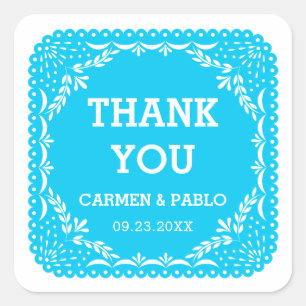 Adesivo Quadrado Praça-Favor do Casamento Púrpura Papel Picado 