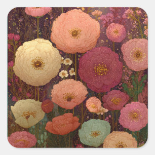 Adesivo Quadrado Prados Coloridos de Flores Silvestres 3