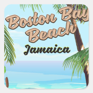 Adesivo Quadrado Praia da baía de Boston, Jamaica