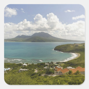 Adesivo Quadrado Praia da Tartaruga, península sudeste, St Kitts,