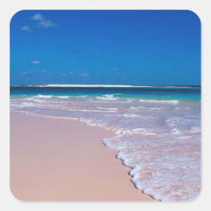 Adesivo Quadrado Praia de areia rosa na Baía de Conch, Ilha do Gato